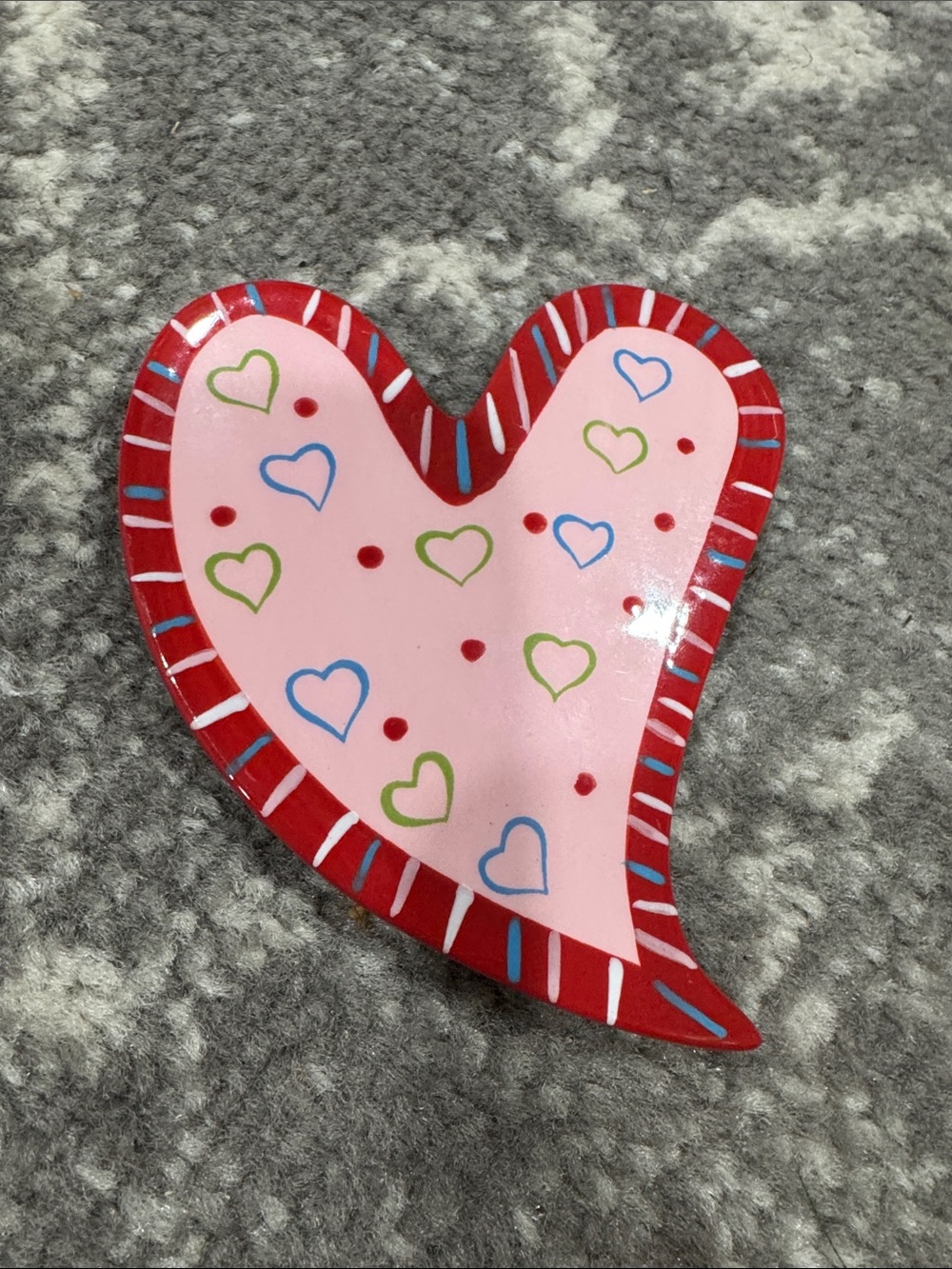 Coton Colors Pink Heart with Red Stripe Edge